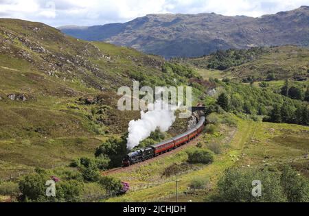 45212 heads away from Morar on 1.6.22 with the afternoon Jacobite service. Stock Photo