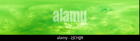 Abstract green cloudy sky panorama. Hdr seamless spherical equirectangular 360 panorama. Sky dome or zenith for 3D visualization and sky replacement Stock Photo