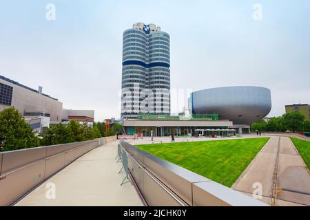 Munich, Germany - July 08, 2021: BMW Museum it is an automobile museum of BMW history located near the Olympiapark in Munich, Germany Stock Photo