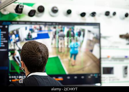 Intelligent people tracking and analysis system. Stock Photo