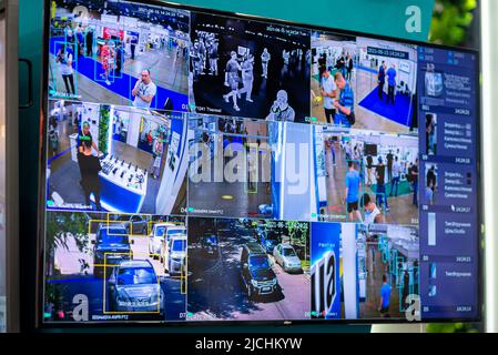 Kyiv, Ukraine - June 15, 2021: Intelligent people tracking and analysis system Stock Photo