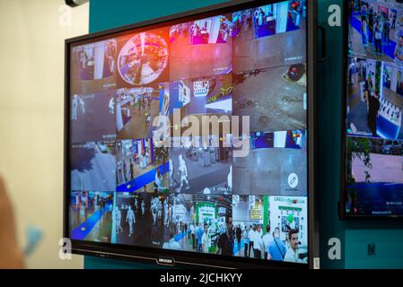 Kyiv, Ukraine - June 15, 2021: Intelligent people tracking and analysis system Stock Photo