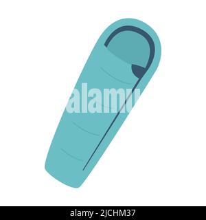 A buttoned sleeping bag. Equipment for fishing, tourism, travel, camping, hiking. Flat vector illustration isolated on a white background. Stock Vector