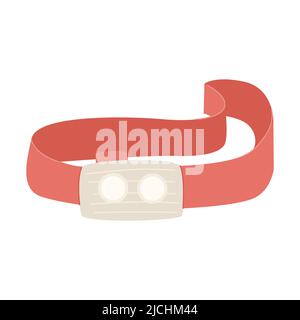 Sports hiking headlamp. Equipment for tourism, travel, hiking, sports and work. Flat vector illustration isolated on a white background. Stock Vector