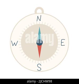 Magnetic compass. Navigation tool. Equipment for tourism, travel, hiking. Flat vector illustration isolated on a white background. Stock Vector