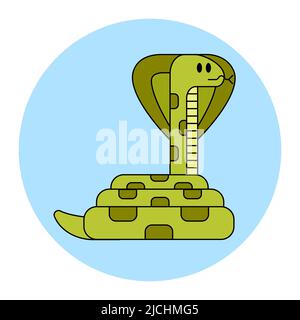 big green poisonous snake. flat vector illustration. Stock Vector