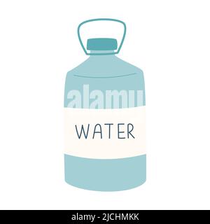 A large bottle of water. A canister for liquid in a large volume for camping, picnic, car travel, water supply. Flat vector illustration isolated on a Stock Vector