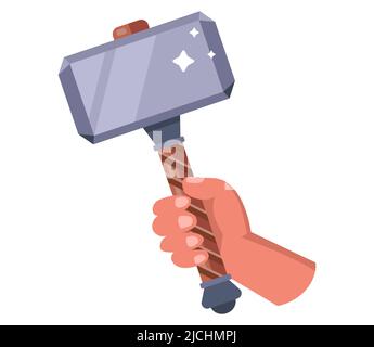 iron war hammer. Thor's ax of the god of war. flat vector illustration. Stock Vector