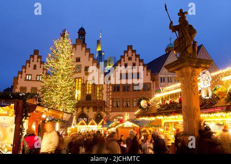 Christmas Market in Romerberg, Frankfurt, Germany, Europe Stock Photo