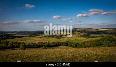 The view from the Arundel Estate across the Arun Valley to Amberley in West Sussex, UK Stock Photo