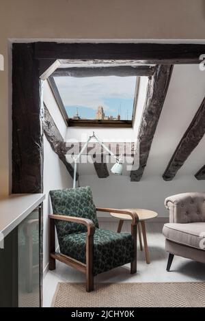 Visual Reference: Apartment With Exposed Beams Stock Photo