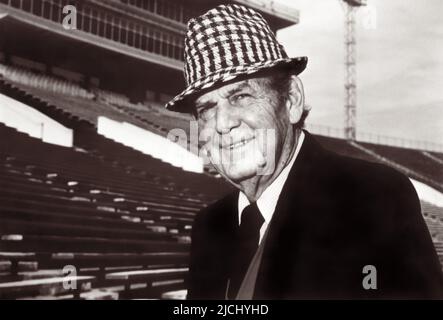 Legendary college football coach Paul William 'Bear' Bryant (1913-1983), considered by many to be the greatest college football coach of all time, at the University of Alabama's Bryant-Denny Stadium in Tuscaloosa, Alabama. (USA)