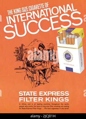1964 U.S. advertisement for State Express 555 Filter Kings cigarettes, illustrated by Francis Marshall. Stock Photo