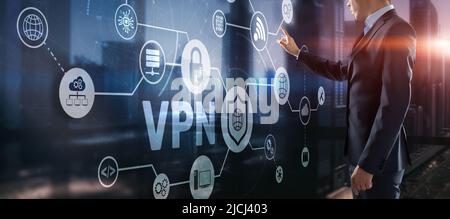 Virtual private network VPN. Provides privacy, anonymity and security to users by creating a private network connection across a public network Stock Photo