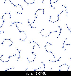 Zodiac Scorpio constellation seamless pattern simple vector illustration, astrology horoscope symbol for future events prediction, stars connected with lines Stock Vector