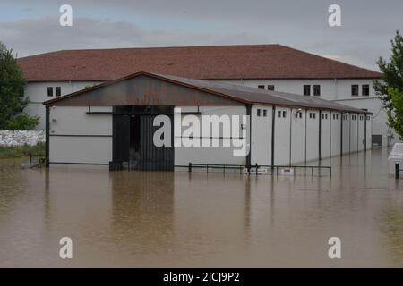 Ankara, Turkey. 13th June, 2022. A flooded area is seen after heavy rain in Akyurt district, Ankara, Turkey, on June 13, 2022. Credit: Mustafa Kaya/Xinhua/Alamy Live News Stock Photo