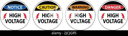 Danger High Voltage Floor Sign On White Background Stock Vector