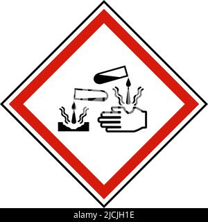 Corrosive Symbol Label On White Background Stock Vector