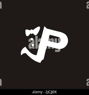 Tuxedo modern bow tie logo design symbol vector letter P Stock Vector