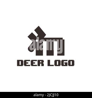 Abstract graphic vector illustration M letter logo design, deer image, template, symbol, icon Stock Vector