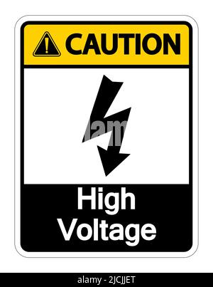 Caution high voltage sign Isolate Isolate On White Background,Vector Illustration Stock Vector
