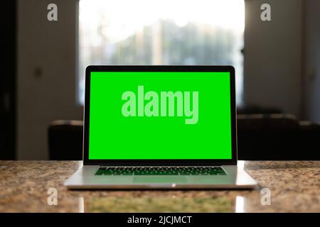 Desktop, business image. Laptop simulation screen. Work from home concept Stock Photo