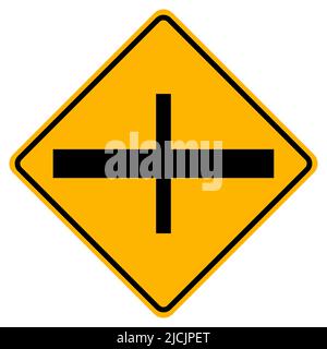 4-Junction Crossroads Junction Traffic Road Symbol Sign Isolate on White Background,Vector Illustration EPS.10 Stock Vector