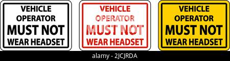 Must Not Wear Headset Label Sign On White Background Stock Vector