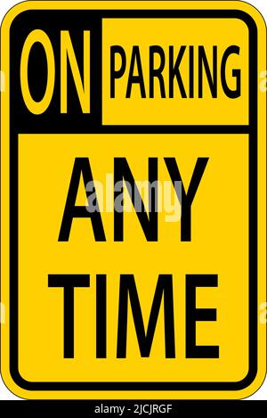 No Parking Any Time Sign On White Background Stock Vector