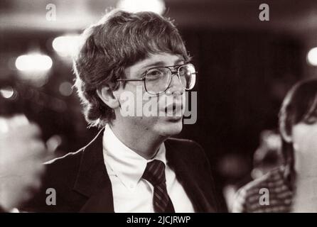 Young Bill Gates, software developer, president and CEO of Microsoft, in the 1980s. Stock Photo