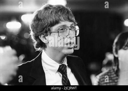 Young Bill Gates, software developer, president and CEO of Microsoft, in the 1980s. Stock Photo