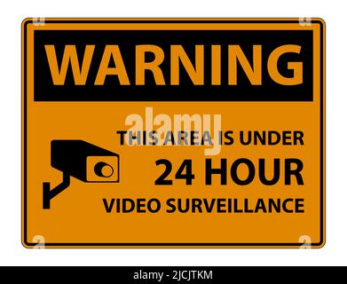 Warning this Area Is Under 24 hour Video Surveillance Symbol Sign Isolated on White Background,Vector Illustration Stock Vector