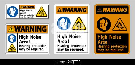 Warning Sign High Noise Area Hearing Protection May Be Required Stock Vector