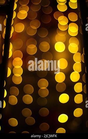 The golden neon lights in background. Stock Photo