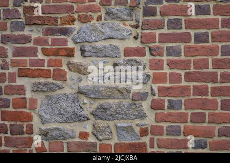 Background of old vintage brick and stone wall Stock Photo
