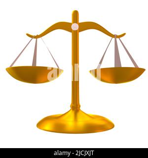 3d render illustration of Gold scales representing equality and justice Stock Photo