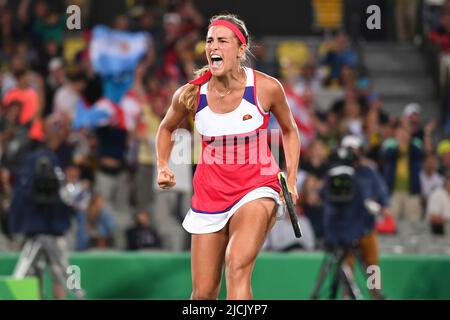 ARCHIVE PHOTO: At only 28 years old tennis Olympic champion Monica Puig ends her career. Monica PUIG (PUR), action, jubilation, cheering, joy, cheers, Monica PUIG (PUR) - Angelique KERBER (GER) 2:1, women's tennis final, women's singles gold medal match on 08/13/2016, Olympic Tennis Center, Summer Olympics 2016, from 05.08. - August 21, 2016 in Rio de Janeiro/ Brazil. uh Stock Photo