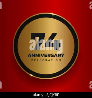 74 years anniversary celebration background. Celebrating 74th anniversary event party poster template. Vector golden circle with numbers and text Stock Vector