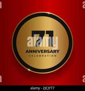 71 years anniversary celebration background. Celebrating 71st anniversary event party poster template. Vector golden circle with numbers and text on Stock Vector