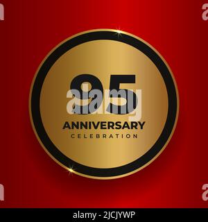95 years anniversary celebration background. Celebrating 95th anniversary event party poster template. Vector golden circle with numbers and text on Stock Vector