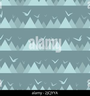 Blue hills abstract shapes vector repeat kids pattern for print uses and kids products and backgrounds Stock Vector