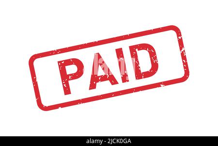 Grunge red Paid word rubber stamp. Paid sign sticker set. Grunge vintage square label. Vector illustration isolated on white background Stock Vector