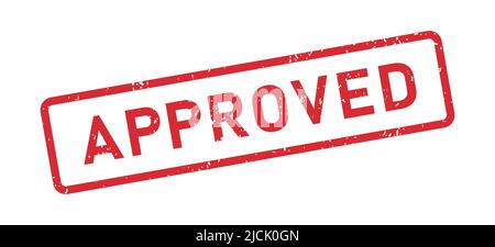 Grunge red Approved word rubber stamp. Approved sign sticker set. Grunge vintage square label. Vector illustration isolated on white background Stock Vector