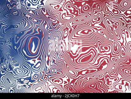 Red, white and blue swirls illustration pattern background. Psychedelic abstract color mix. Stock Photo