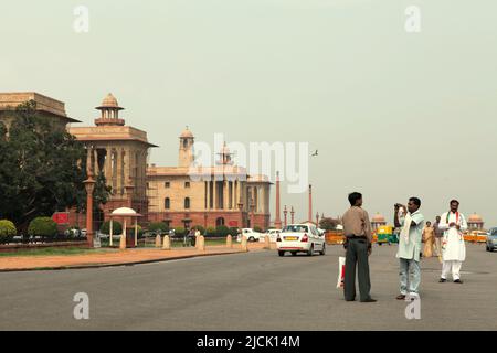 People having a photo session on Rajpath boulevard in New Delhi, Delhi, India. Stock Photo