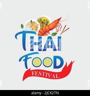 Thailand food festival logo. vector illustration design Stock Vector