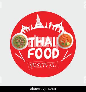 Thailand food festival logo. vector illustration design Stock Vector