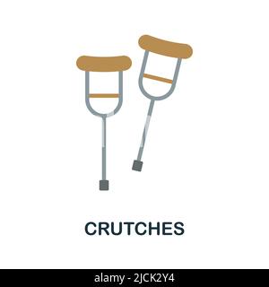 Crutches flat icon. Colored element sign from hospital collection. Flat Crutches icon sign for web design, infographics and more. Stock Vector