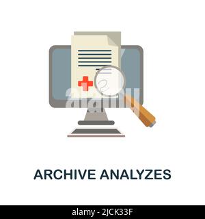 Archive Analyzes flat icon. Colored element sign from online medicine collection. Flat Archive Analyzes icon sign for web design, infographics and Stock Vector