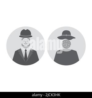 Anonymous man and woman grey silhouettes Stock Vector
